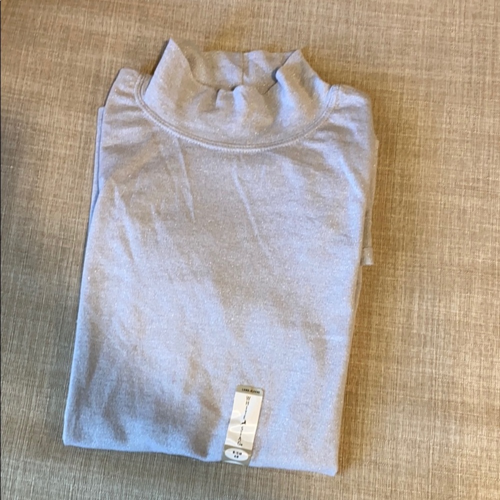 Silver long sleeve mock neck shirt